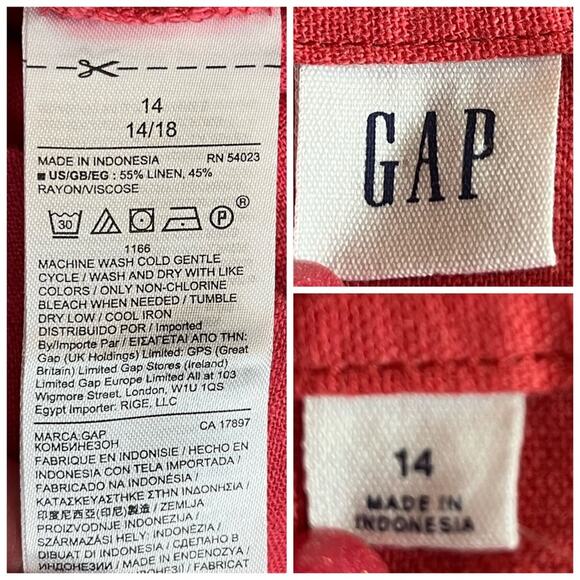 Gap Women's Romper Pink Adjustable Straps Linen Blend Salmon Pink New Size 14 - Picture 10 of 13